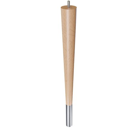 DESIGNS OF DISTINCTION 18" Round Tapered Leg with bolt and 4" Brushed Aluminum Ferrule - Hardwood 01240018MABA6